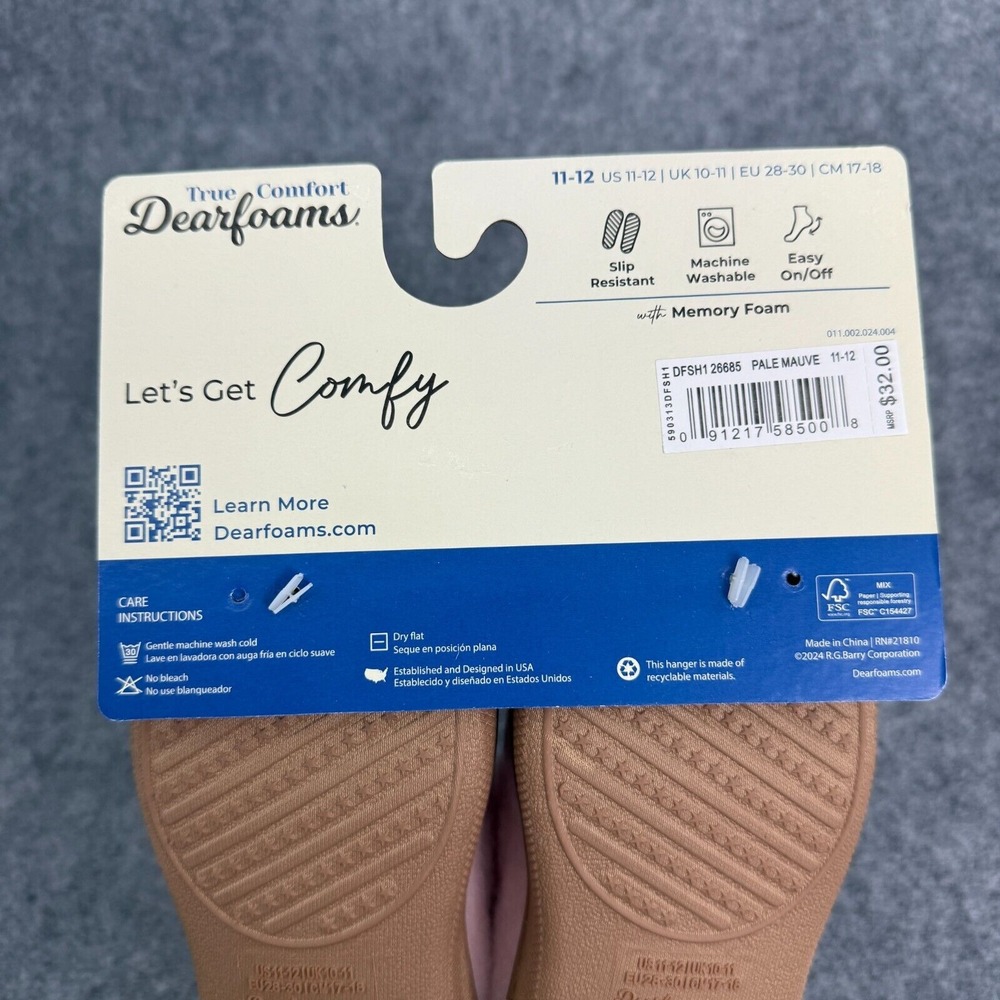 Dearfoams True Comfort Slippers Youth Girl Size 11/12 Pink Slip On Cozy Warm NEW - Picture 4 of 8